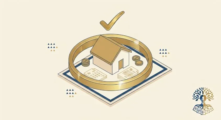 Casa dentro un anello dorato con monete, a rappresentare il risparmio dell'agevolazione prima casa